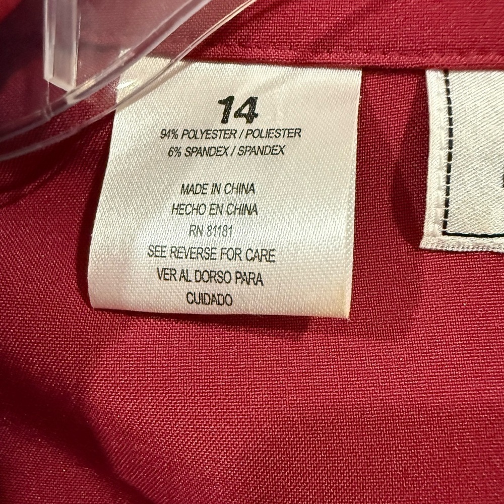 Kathy Che Women Blouse Red Burgundy Embroidered Embellished Zip Blouse Size 14 - Picture 4 of 10